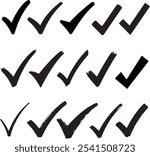 Black check mark icon set, Tick symbol in black color vector illustration, Check mark sign vector