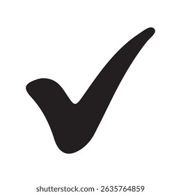 Black Check Mark Icon – Simple Vector Tick Symbol on White Background