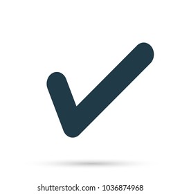 Black check mark icon. Tick symbol in black color