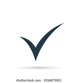 Black check mark icon. Tick symbol in black color