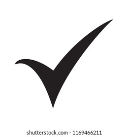 Black check mark icon. Tick symbol in black color, vector illustration.