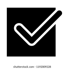 Black check mark icon. Tick symbol in black color, vector illustration.