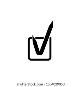 Black check mark icon. Tick symbol in black color, vector illustration.