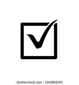 Black check mark icon. Tick symbol in black color, vector illustration.