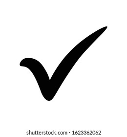 Black check mark icon. Tick symbol in black color, vector illustration.