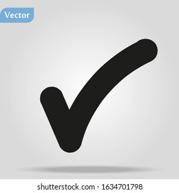 Black check mark icon. Tick symbol in black color, vector illustration.