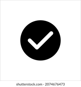 Black check mark icon. Tick symbol in black color, vector illustration on white background