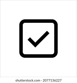 Black check mark icon. Tick symbol in black color, vector illustration on white background