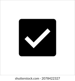 Icono de marca de verificación negra. Símbolo de marca en color negro, ilustración vectorial en fondo blanco