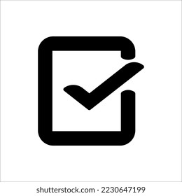 Black check mark icon. Tick symbol in black color, vector illustration.