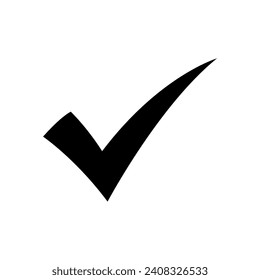 Black check mark icon. Tick symbol in black color, vector illustration.