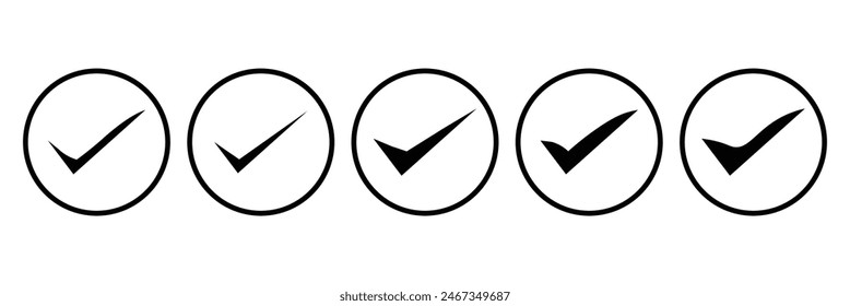 Black check mark icon. Tick symbol in black color, vector illustration. check icon set for apps, mobile and website.