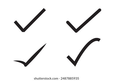 Black check mark icon. Tick symbol, tick icon vector illustration.