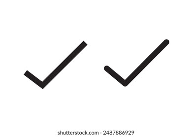 Black check mark icon. Tick symbol in black color, vector illustration.