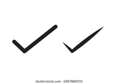 Black check mark icon. Tick symbol in black color, vector illustration.