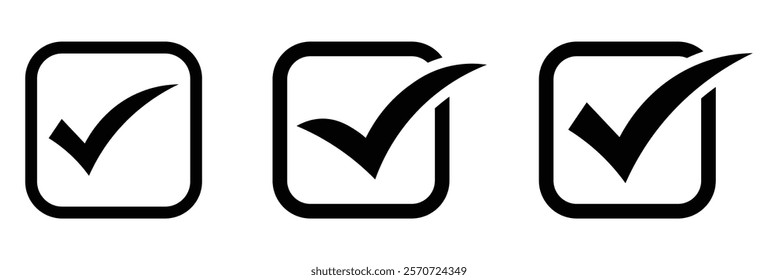 Black check mark icon. Check or tick icons. Checkmark vector set illustration isolated on white background.