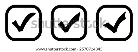 Black check mark icon. Check or tick icons. Checkmark vector set illustration isolated on white background.
