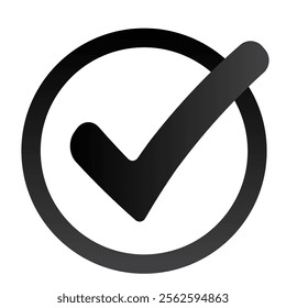 Black check mark icon. Vector logo template. Check mark in round sign. 