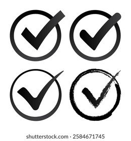 Black check mark icon. Vector collection of check mark icons.

