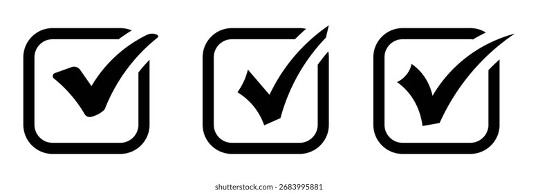 Conjunto de Vector de icono de marca de verificación negro aislado sobre fondo blanco