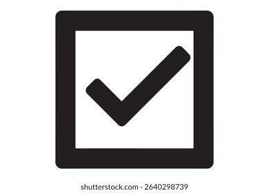 A black check mark inside a square on a white background