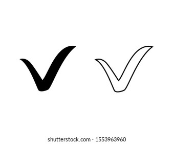 Black check mark line icon set. Tick symbol, tick icon. Vector illustration