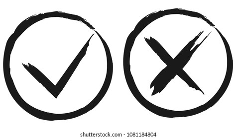 Black check mark OK and X icons in circles