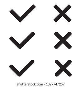 Black check mark on white. Infographic elements on isolated background. Set of check marks