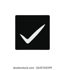 Black Check Mark in Rounded Box – Vector Confirmation Symbol Icon