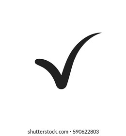 Black check mark symbol and icon for approved design concept and web graphic on white background.