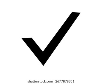Símbolo negro de la marca de verificación, aislado en fondo transparente
