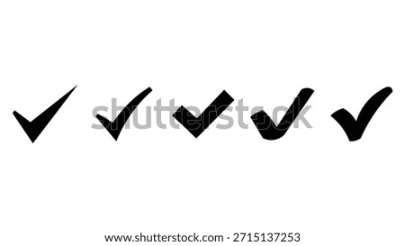 Black Check Mark Symbol with Isolated on a White Background. Approve, agree Black Check Icon Sign. 