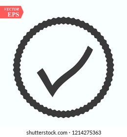 Black check mark or tick icon in a circle isolated on white background eps10