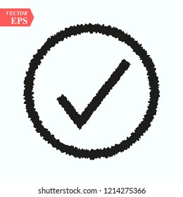 Black check mark or tick icon in a circle isolated on white background eps10