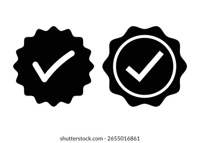 Black check mark tick verification icon symbol vector. check box icon with correct, accept checkmark icons isolated on white background.