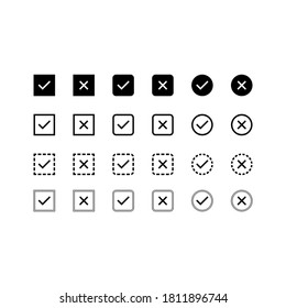 Black Check Marks Black Crossessquare Circle Stock Vector (Royalty Free ...