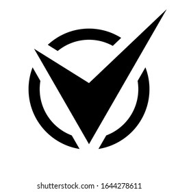 Black checkbox icon, tick symbol in a circle isolated on a white background. EPS10 vector file