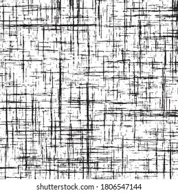 Black checked textured, transparent background. Vertical and horizontal strokes. Scratch, grunge. For texture, overlay, montage, shading. Abstract vector illustration, eps 10. Easy to recolor.