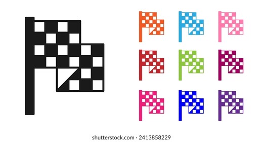 Black Checkered flag icon isolated on white background. Racing flag. Set icons colorful. Vector