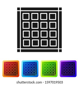 Black Checkered napkin icon isolated on white background. Set icons in color square buttons. Vector Illustration
