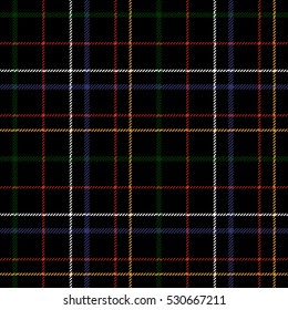 Black checkered tartan seamless fabric texture. Vector illustration. Flat design. No gradient. No transparent. EPS 10.