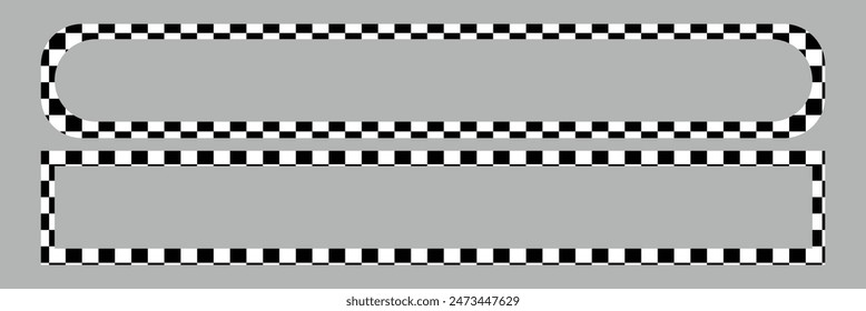 Black checkers frame. Photo frame. Vector illustration. Rectangle frame with check print borders. Eps10.