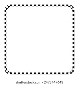 Black checkers frame. Photo frame. Vector illustration. Rectangle frame with check print borders. Eps10.