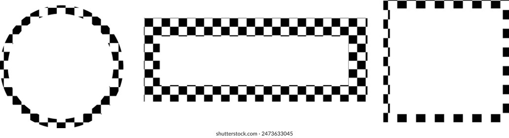 Black checkers frame. Photo frame. Vector illustration.
