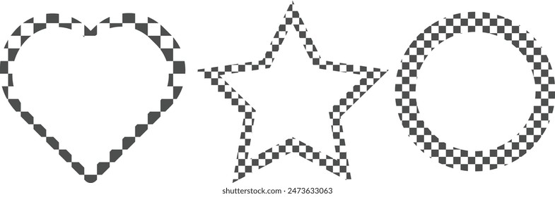 Black checkers frame. Photo frame. Vector illustration.