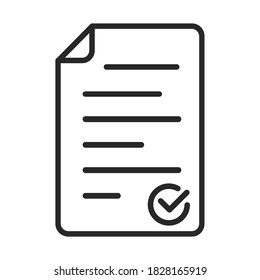 Black Checklist icon isolated. Vector Checklist symbol in flat design. Approval document linear icon