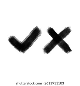Black checkmark and cross mark icon