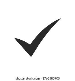 Black checkmark icon isolated of white background. Tick symbol cheklist design. Vector illustration.