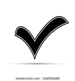 Black checkmark icon on a white background