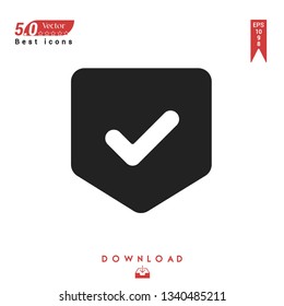 black check-mark icon. check-mark icon vector isolated on white background. Graphic design, material design, 2019 year best selling icons, mobile application, UI / UX design, EPS 10 format vector